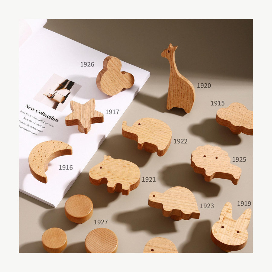 Animal-Shape Wood Pull - Solid Wood Pulls