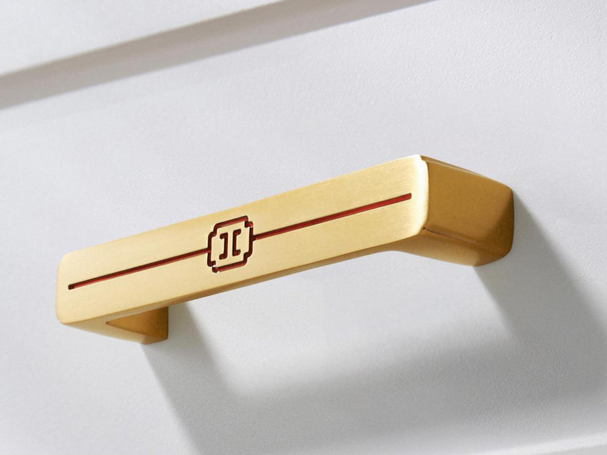 Solid Brass Square-Bar Pull, Inlaid Mark - Solid brass cabinet hardware