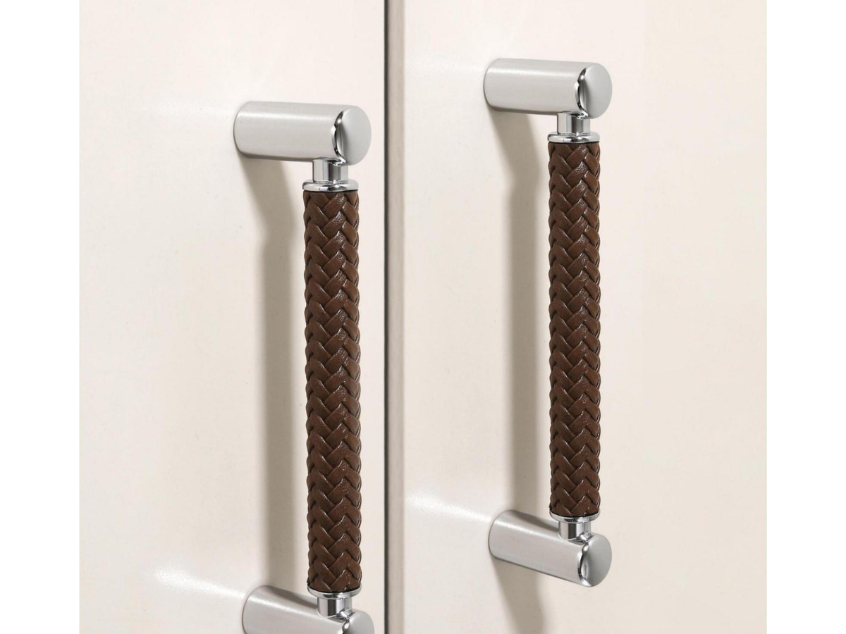 Leather-Grip Pull, Six Colourways - Leather-wrapped with metal ends cabinet hardware